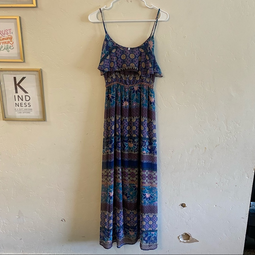 Event Navy Blue Paisley Print Maxi Dress Small